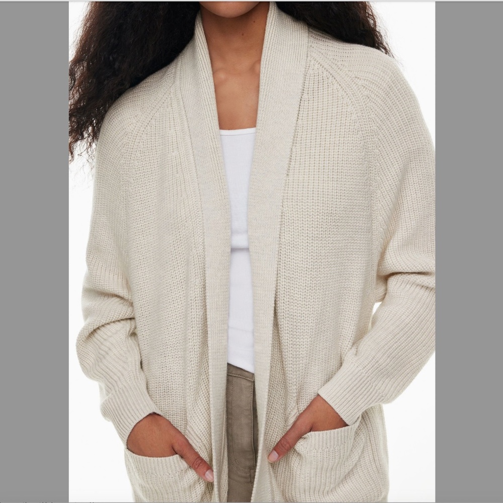 VINCE Wool/Cashmere Open Front Cardigan w/ Ribbed Knit Trim & Pockets EUC/sz S